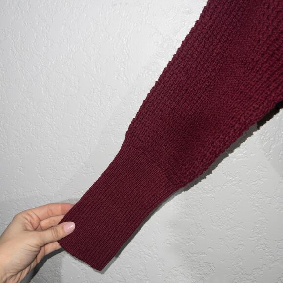 New Pilcro Wine Red Waffle Knit Sweater Size Medium‎ - Picture 3 of 7